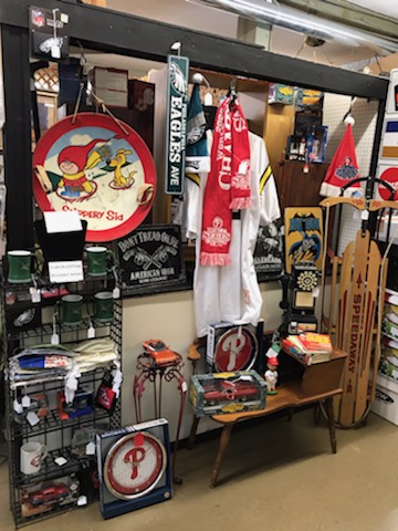 Bobs Sports corner inside Pennsbury- Chadds Ford Antique Mall | Booth 46, 640 Baltimore Pike, Chadds Ford, PA 19317 | Phone: (610) 299-9190