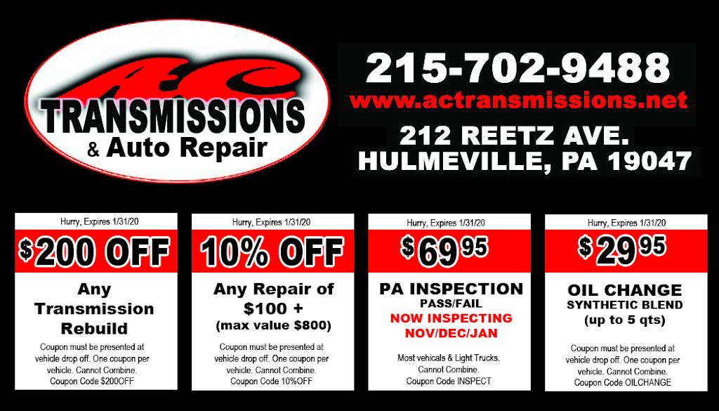 A C Automatic Transmissions | 212 Reetz Ave #4, Hulmeville, PA 19047 | Phone: (215) 702-9488