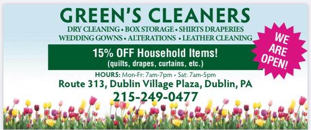 Greens Cleaners | 161 N Main St, Dublin, PA 18917 | Phone: (215) 249-0477