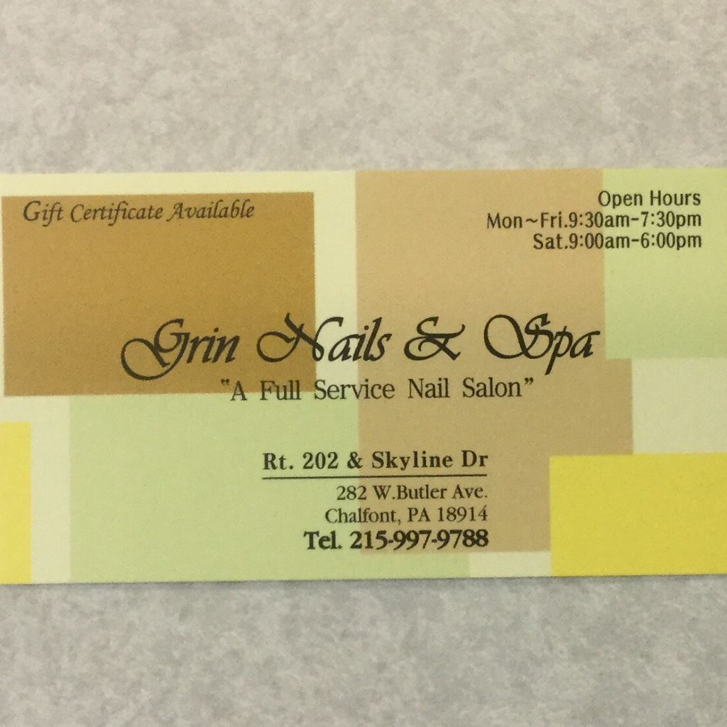 Grin Nails & Spa | 282 W Butler Ave, Chalfont, PA 18914 | Phone: (215) 997-9788